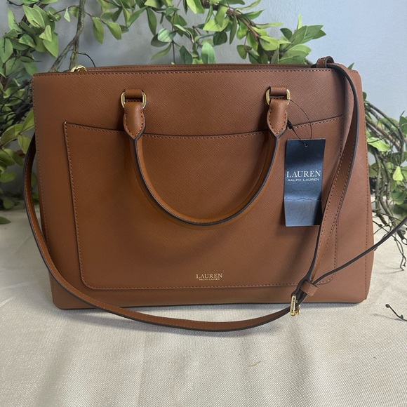 Lauren Ralph Lauren Tan Leather Satchel - Picture 1 of 3